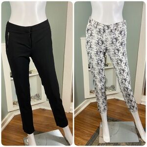 Bundle of 2 H&M Black White Cropped Skinny Stretch Pants Foliage Crop Capri XS